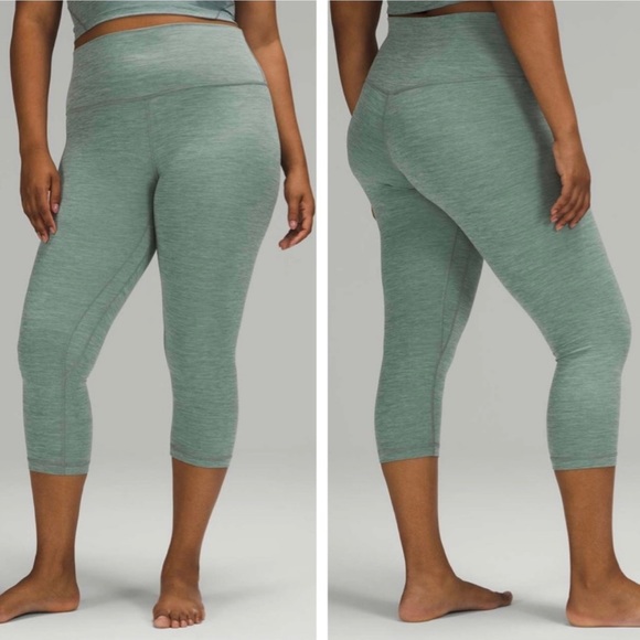 lululemon athletica Pants - Lululemon Align Nulu Crop 21" in Heathered Tidewater Teal Size 20 EUC